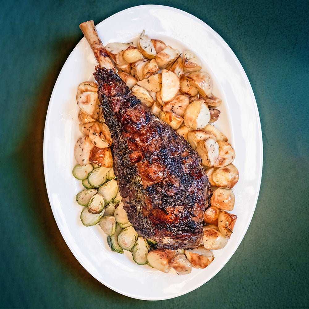 Roasted Grass Fed Bone In Lamb Leg (Cooked) - Prime Gourmet Online