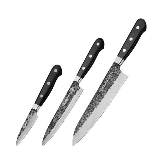 Samura PRO-S LUNAR Set of 3 kitchen knives (Paring knife, Utility knife, Chef's knife) - Prime Gourmet Online